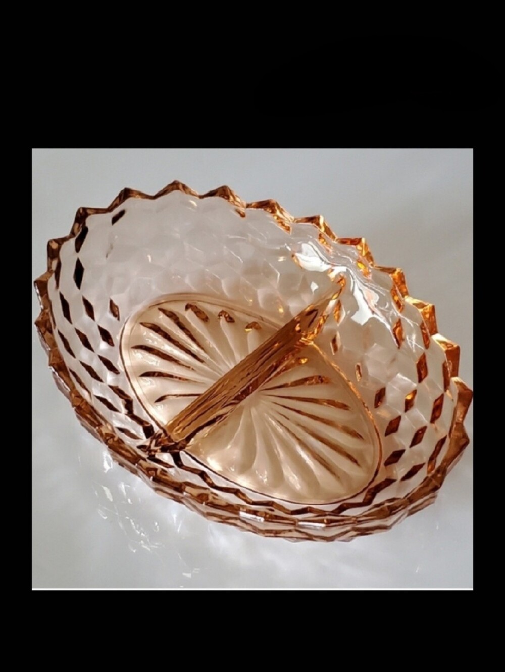 Vntg "Whitehall Peach" 2-Part 10" Oval Dish by Colony - Picture 2 of 12